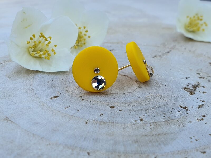 Серьги 1.5 см с кристаллами Сваровски